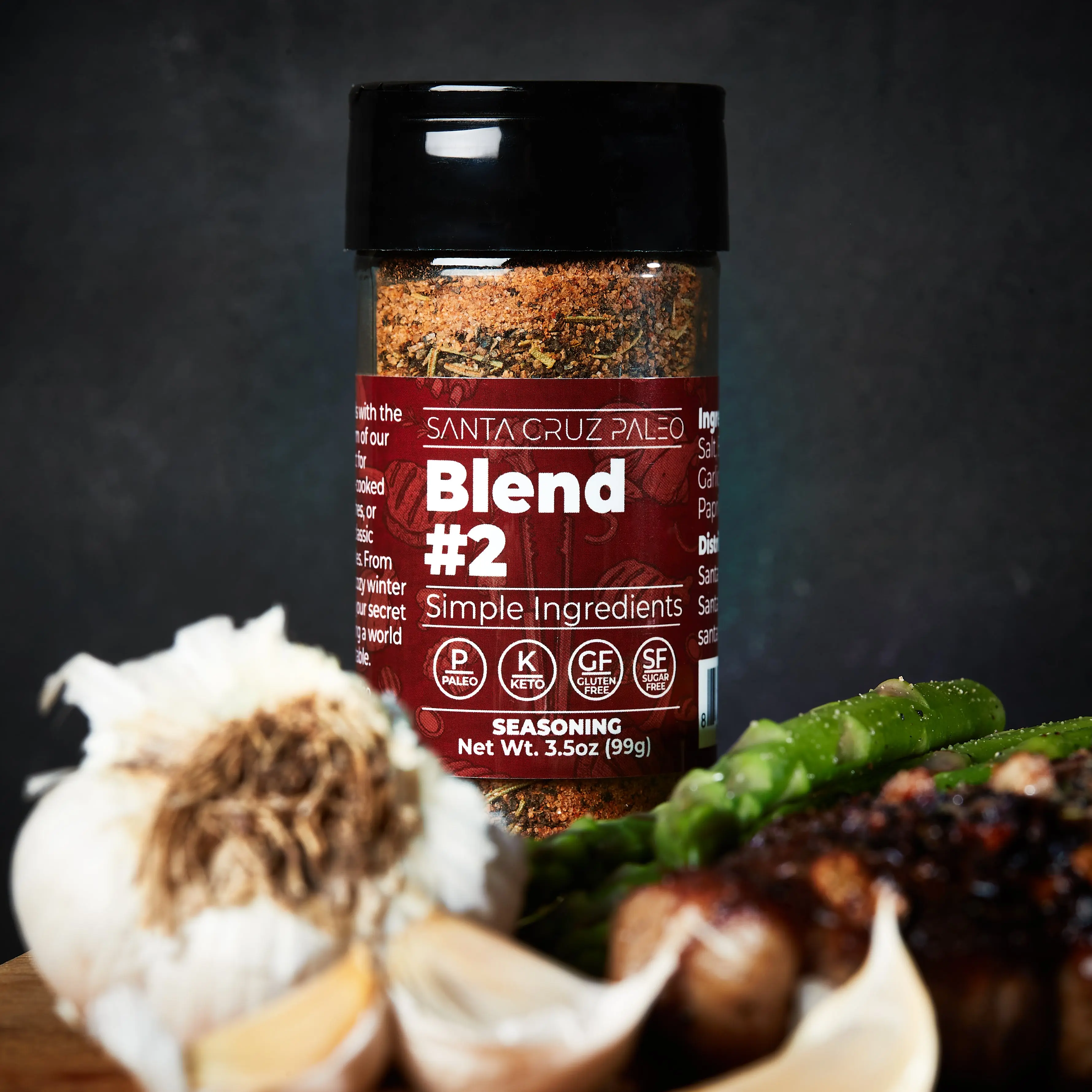 Santa Cruz Paleo Seasoning Blend #2 - Sweet and Smoky Spice for Chicken, Steak, Burgers, Wings and Ribs, Garlic, Sea Salt, Black Pepper, Rosemary and Paprika, Gluten Free, Keto, Paleo (3.5 oz)