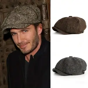 Retro street style men's beret, British retro octagonal cap, newsboy cap