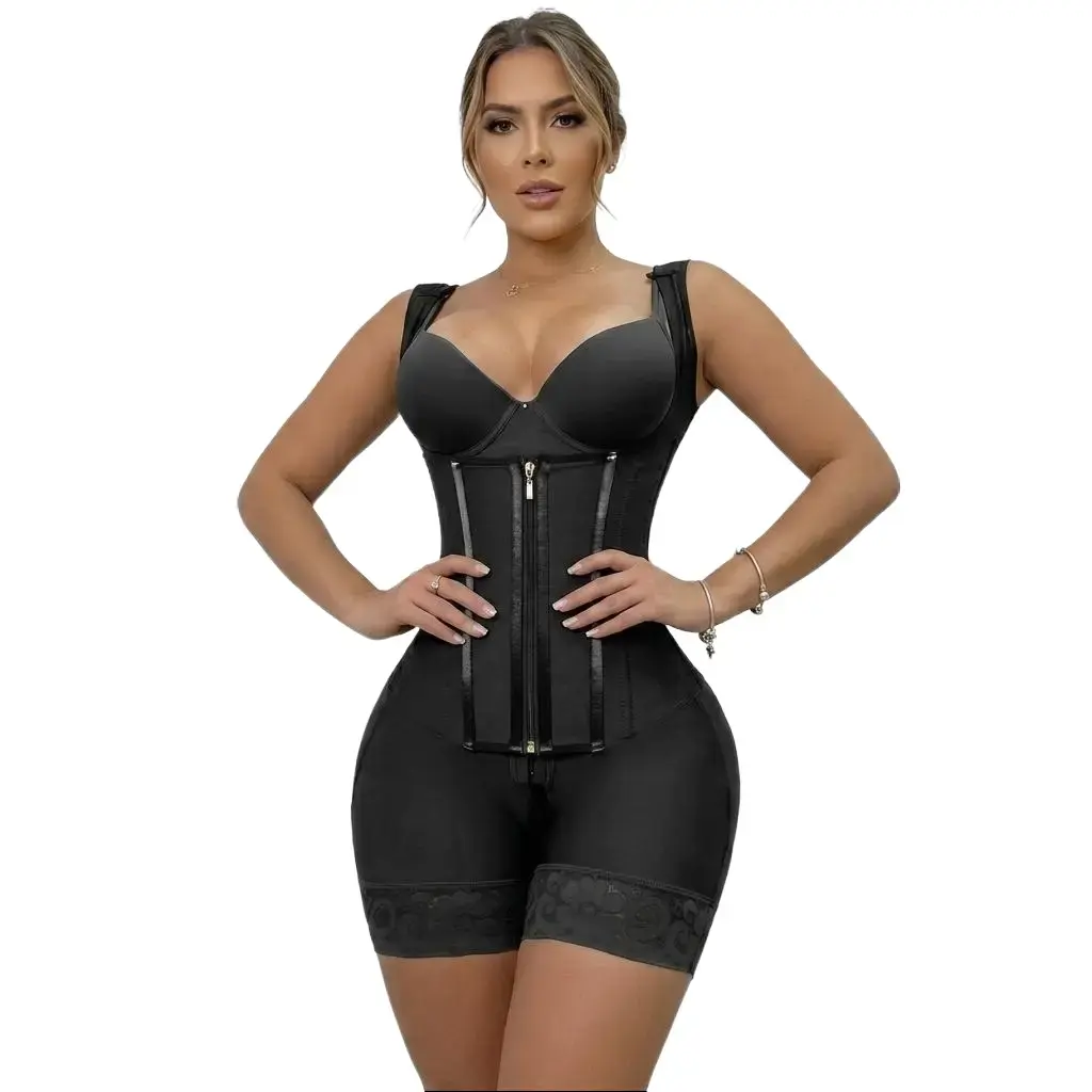 Women's Bodysuit Shapewear - Nylon Blend Corset Faja with Tummy Control, Adjustable Straps, Zip Closure, Junior Sizes for Daily Wear, Hand Washable