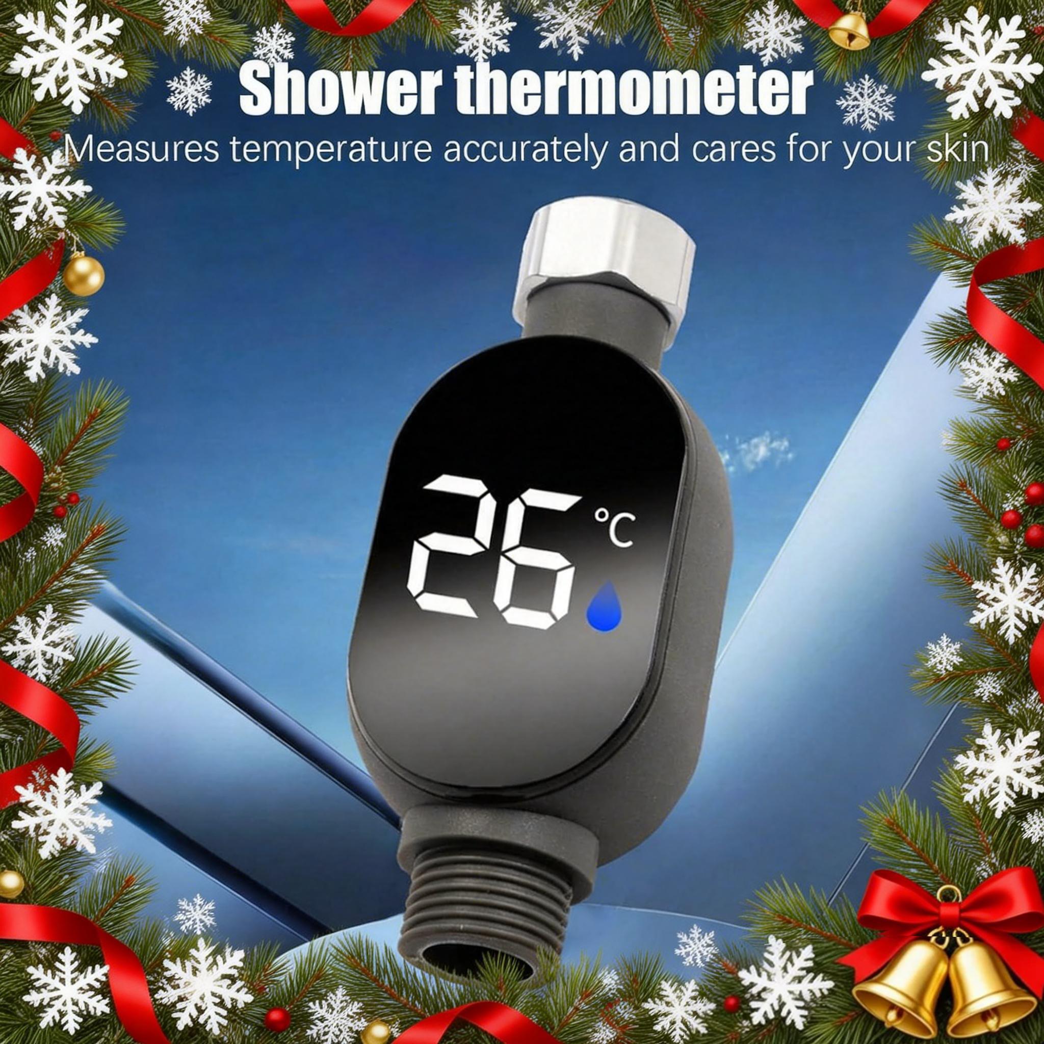 Digital Shower Thermometer – Battery Powered, No Heating Function, Smart Real-Time Water Temperature Monitor with LED Display, 1/2" Connection, High-Accuracy Sensor, Perfect for Bathroom, Shower, Kitchen Faucet & Home Safety