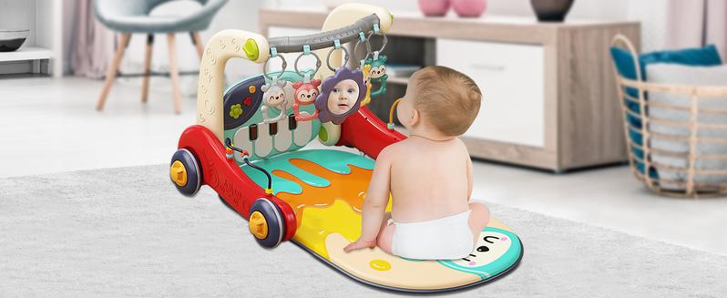 dearlomum Baby Play Mat & Gym with Play Piano Tummy Time Floor Activity Center Baby Seat Infant Walker for Newborn Toddler Boys Girls Gifts