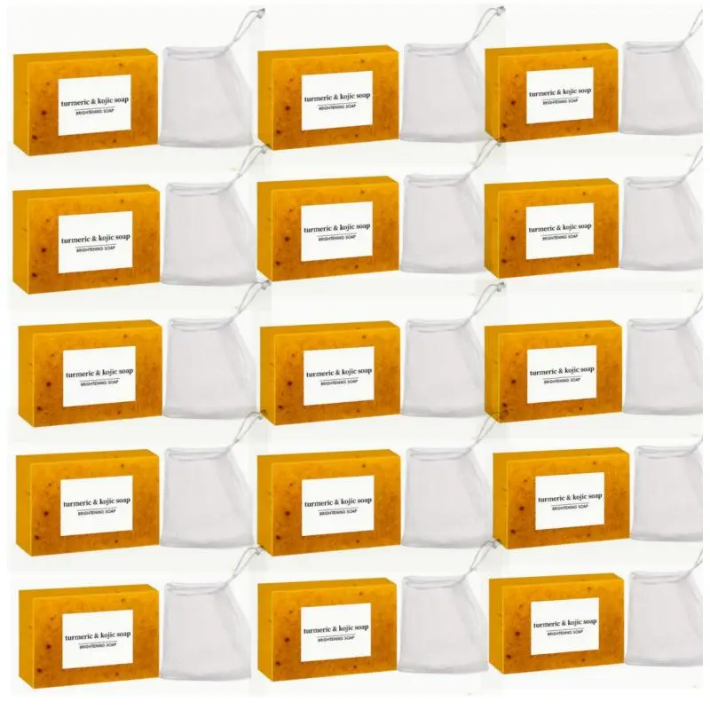 Lemon Turmeric & Kojic Acid Soap Bar, Summer  Face & Body Wash for Men & Women, Daily Skincare Cleanser Sets with Soap Saver Bags, Christmas Gift