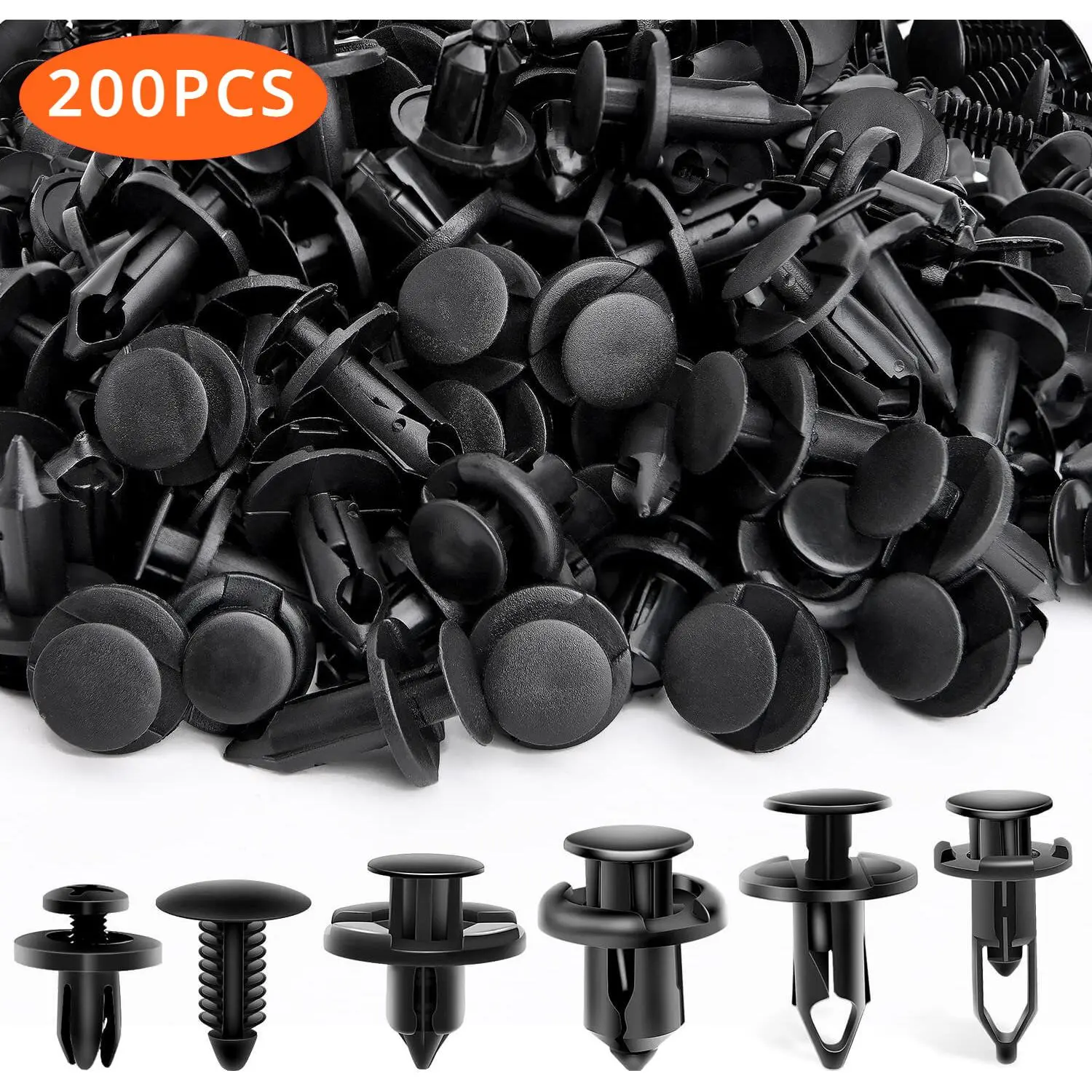 200PCS Plastic Automotive Car Clips Kit - Auto Accessories, Bumper Clips, Fender Trim Push Pin Rivets, Car Body Fastener Retainers, Permanent Fastening Accessory, Car Accessory