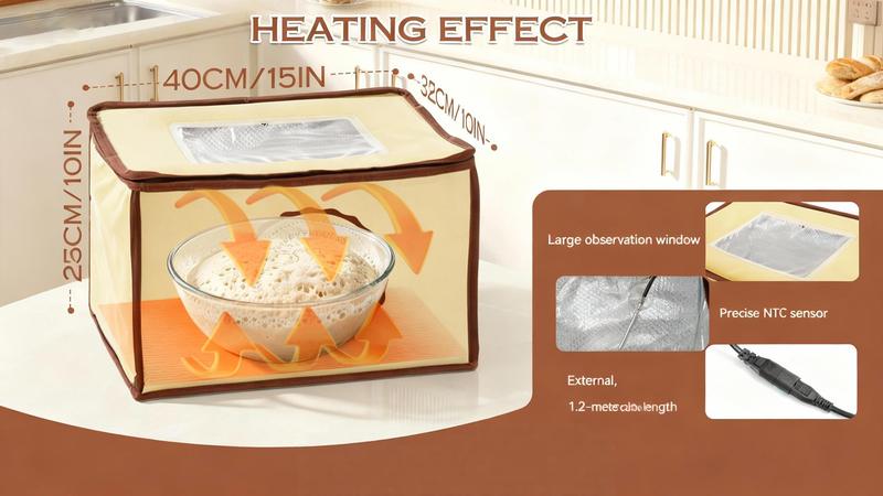 Folding Bread Proofing Box with (50-113°F)  Temp Control & 48H Timer, Proofing Box for Sourdough, Bread Baking, Pizza, Yogurt, Kombucha, Space-Saving & 5-Layer Fabric