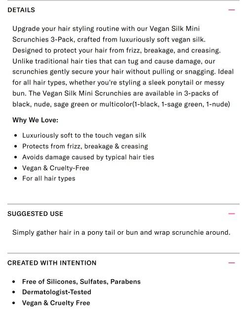 Vegan Silk Mini Scrunchies 3-Pack