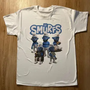 leschmurfs t-shirt, funny blue character tee