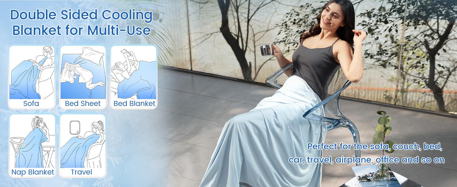 PHF Double Cooling Blanket for Hot Sleepers, Arc-Chill Q-Max>0.5, Cozy, Lightweight, Breathable Oversized Luxury Blanket for Bed, Couch and Sofa, Perfect Gift