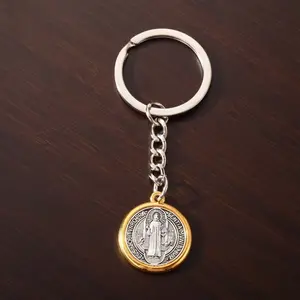 Llavero de medalla san Benito , dije religioso de aleación para joyería , llaveros y accesorios para bolsa