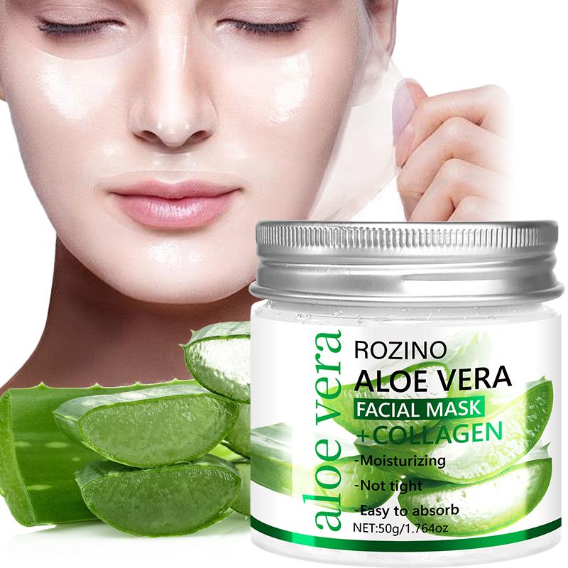 Rozino Aloe Vera & Collagen Facial Mask - Moisturizing Night Care for Smooth Soft Skin Texture - 50g