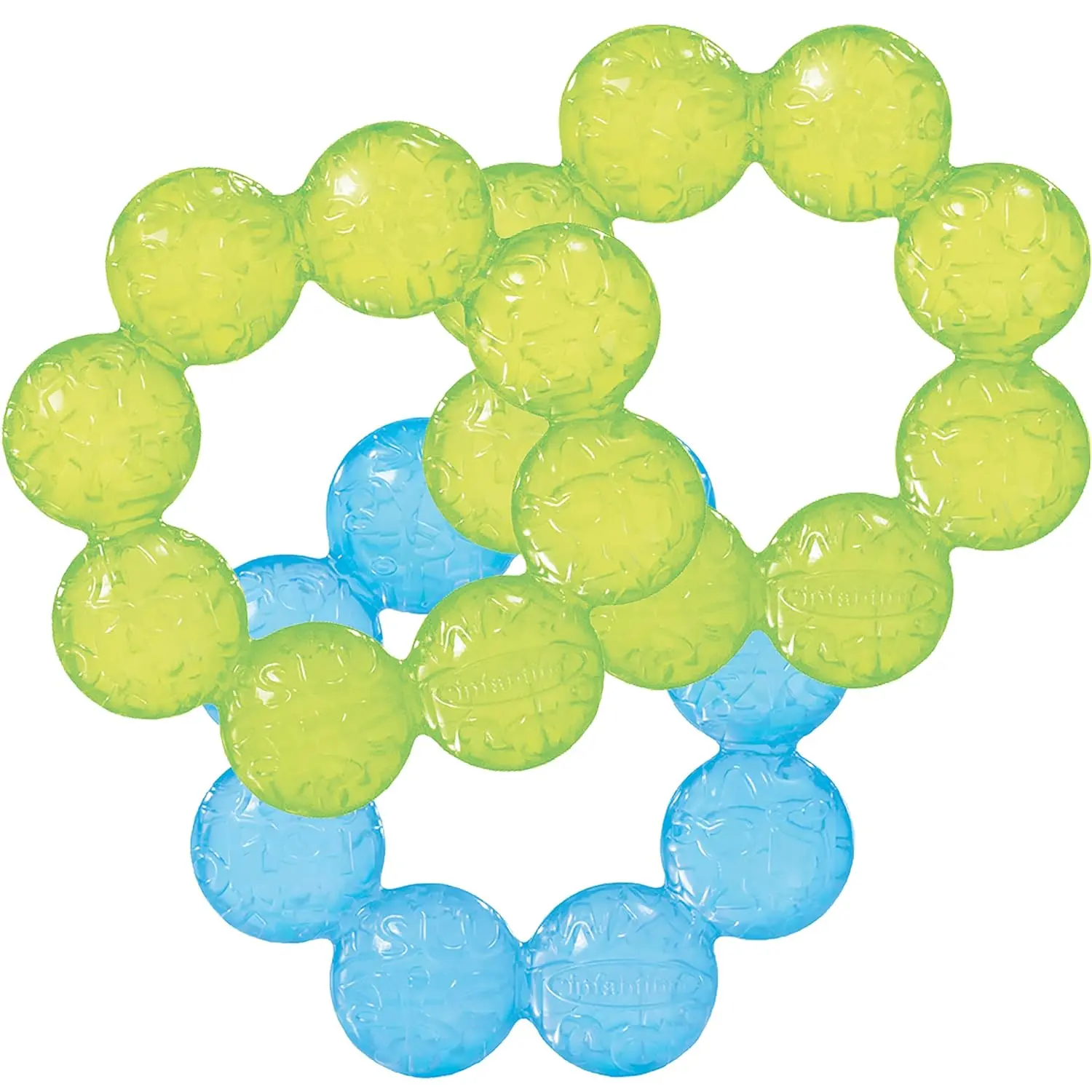 3-Pack BPA-Free Baby Water-Filled Teething Rings, Portable Travel-Size Hand Teether for Freezer, Circular Design for Cooling Sore Gum Massage Relief