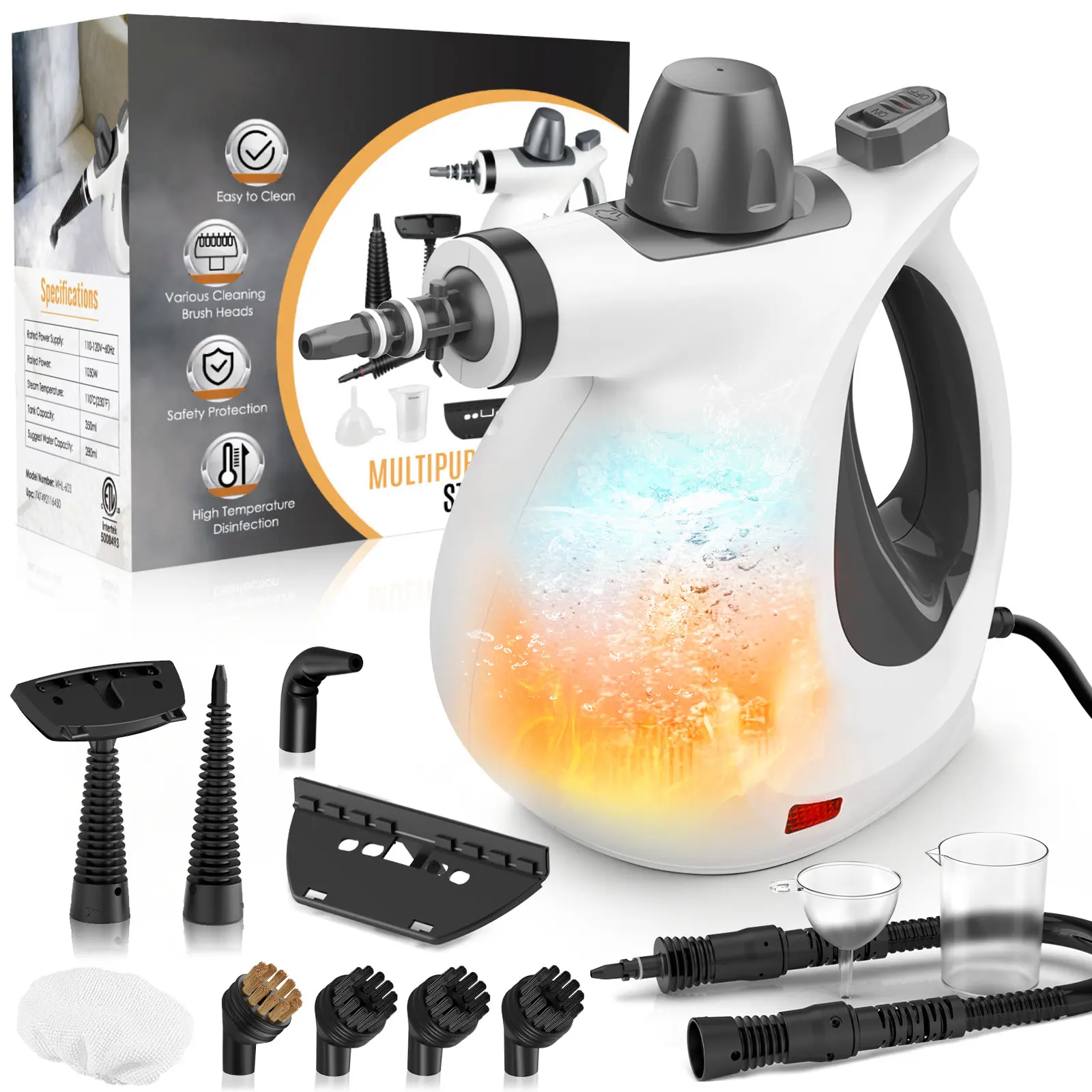 [Back To School]Phueut Pressurized Handheld Steam Cleaner with 12 Accessories, Multi-Surface Steamer for Kitchen, Bathroom, Grout, Upholstery and Car,back to school,back to school haul