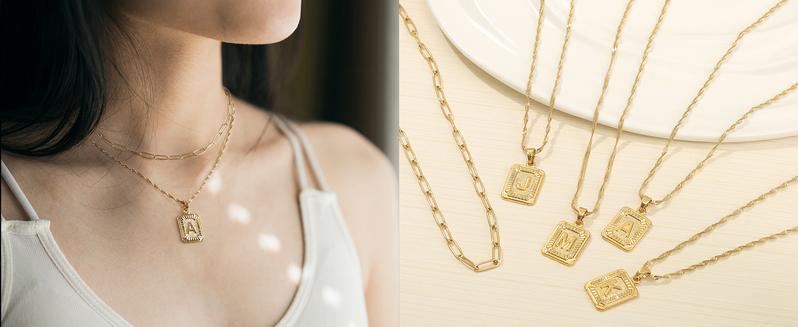 Initial Necklaces for Women Men, Capital A-Z Letter Necklaces, Her Initial Necklaces