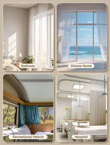 Flexible Bendable Ceiling Curtain Track, 9.8 FT (3 m), Mount for Rail with sliding Curtain Track System, Curtain Track Ceiling Mount, Room Divider for RV, Bathroom, Ceiling Curtain Rod, White