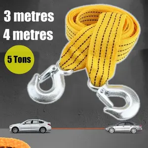 Tow Strap with Hooks 13.12ft/4m 11,000lbs Capacity - Heavy Duty Emergency Towing Rope for Vehicles Cars Trucks ATV Roadside Recovery (Not for Off-Road)