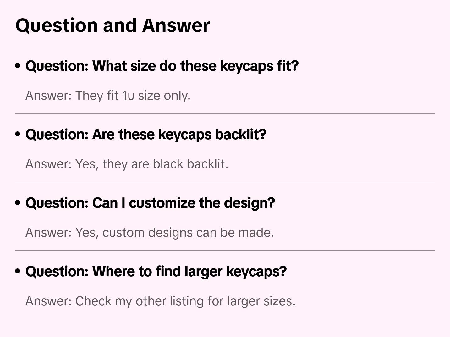 Custom Design back Keycaps (Single keys and complete sets)
