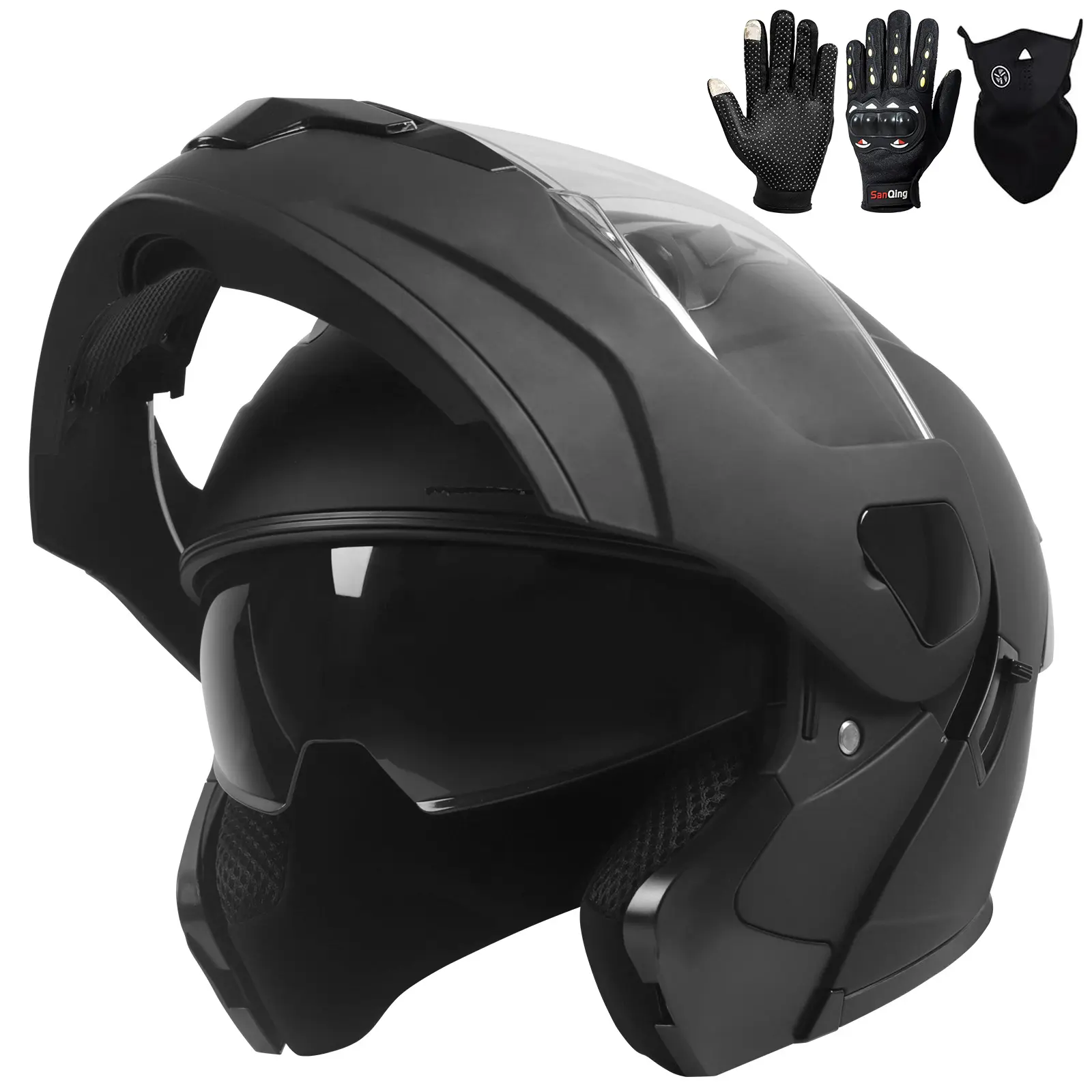 Spark Modular Motorcycle Helmet, Flip Up Full Face Helmet with Dual Visor, DOT Approved Safety Helmet for Men & Women, Stylish Protective Riding Gear for Street Bike, ATV, UTV, Snowmobile