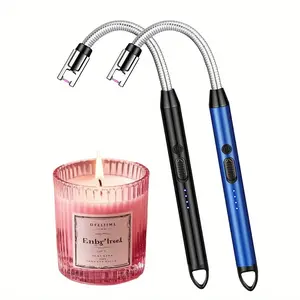 Extended USB Rechargeable Electronic Lighter, Candle Lighter, Arc Lighter with LED Battery Display, Outdoor Kitchen Tool, Suitable for Candles, Gas Stoves, Camping, Barbecue