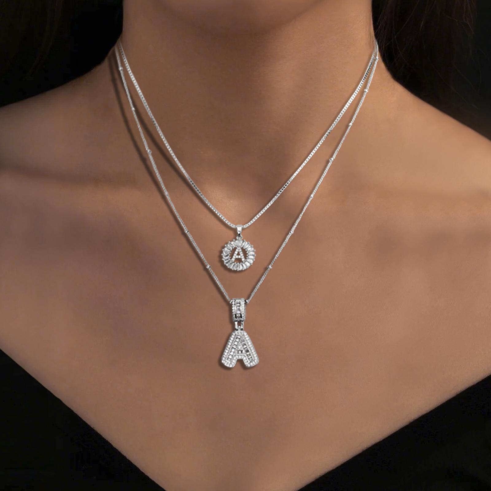 MEIITRUE Her Signature Jewelry 2 Pack Initial Letter Pendant Necklaces 14K Gold Plated Alphabet Necklaces with Adjustable 17''-19'' Chain for Women Mother's Day Jewelry Set