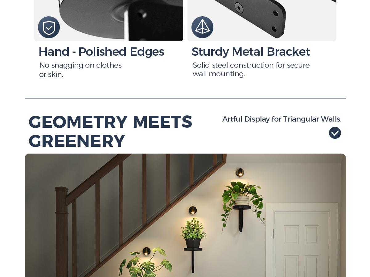 Bamworld 3pcs Wall Plant Holder Wall Planters for Indoor Plants Plant Hanger Indoor Wall Planter Window Plant Shelves Hanging Plant Holder Window Plant Hanger Plant Decor Black room decor for girls Flower Pots Garden Accessories