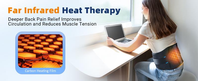 Comfytemp Back Brace with Heat, Back Support 3 Heating & 3 Timers, Birthday Gift for Men and Women, 52 Inch (No Massage)