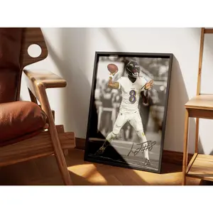 [ SALE UP 45% - UNFRAMED POSTER ] Lamar Jackson Poster Signed Football Wall Art Sports Fan Decor