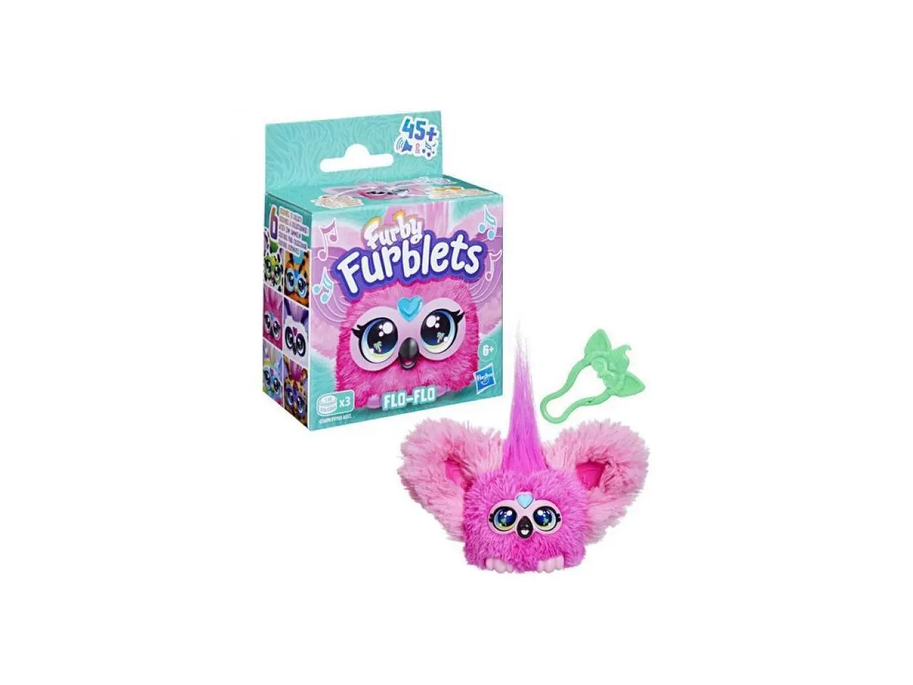 Hasbro Furby Furblets Flo-Flo Mini Electronic Talking Toy Flamingo Design with Keychain Clip 45 Plus Sounds Ages 6 Plus