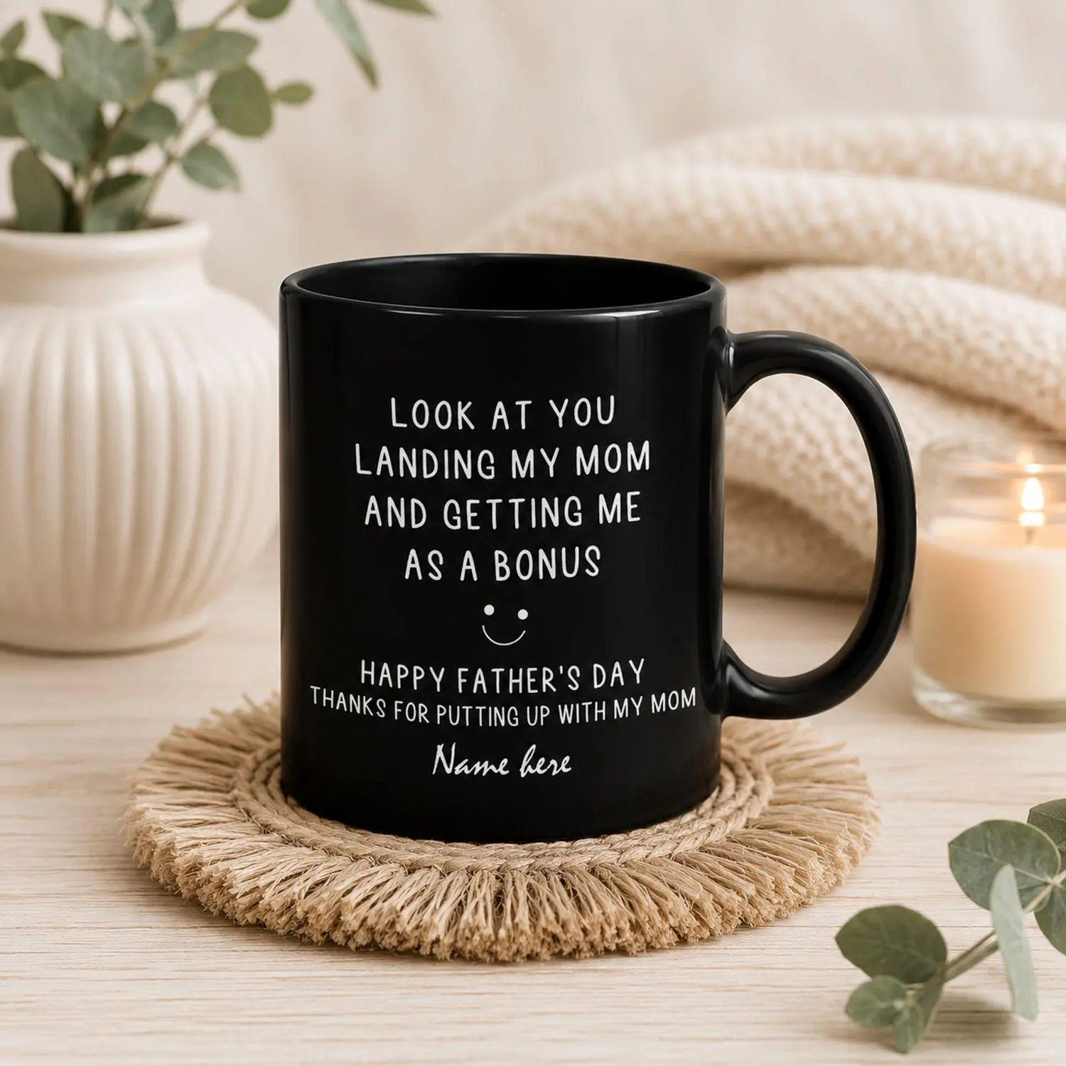 Funny Step Dad Mug, Look At You Landing My Mom And Getting Me As A Bonus Personalized Bonus Dad Mug, Father's Day Gift, Stepfather Idea