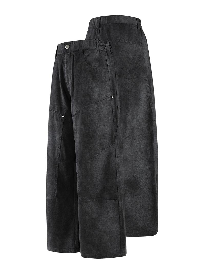 CCCMAI Men's Loose-Fit Denim Jeans, Washed Distressed Casual Long Pants with Vintage Finish, All-Season Straight Leg Jeans for Men, Menswear Trouser Streetwear