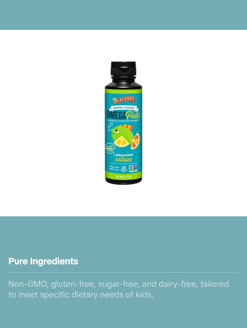 Barlean's Lipsmackin' Citrus High Potency Fish Oil for Kids Healthcare Vitamin Barlean's Lipsmackin' Citrus High Potency Fish Oil for Kids Healthcare Vitamin