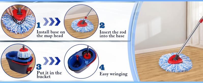 Spin Mop Head Replacement & Shower Floor Scrubber，Compatible with Ocedar RinseClean 2 Tank Mop System,Microfiber Mop Refill Heads for Cleaning All Hard-surfaced Floor