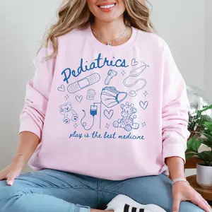 Pediatrics Nurse Sweatshirt , Play is the Best Medicine,  Pediatric Nurse Practitioner Pullover Peds NP Gift Nursing School Grad Gift