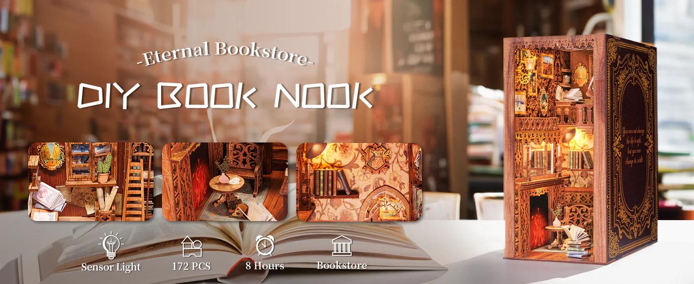 CUTEBEE Eternal Bookstore Black Friday DIY Book Nook Kit - Miniature Dollhouse with LED Light, Classic Design, Perfect for Adults & Teens, Ideal Gift for Family & Friends
