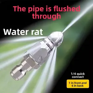 Stainless Steel 1 Front 6 Rear Water Jetting Nozzle Set 1/4'' Quick Connect 65000 PSI for Pressure Washer Sewer Pipe Cleaning camp gear