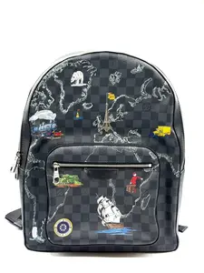 Pre-owned Louis Vuitton Leather Backpacks Damier Graphite World Map Josh Backpack