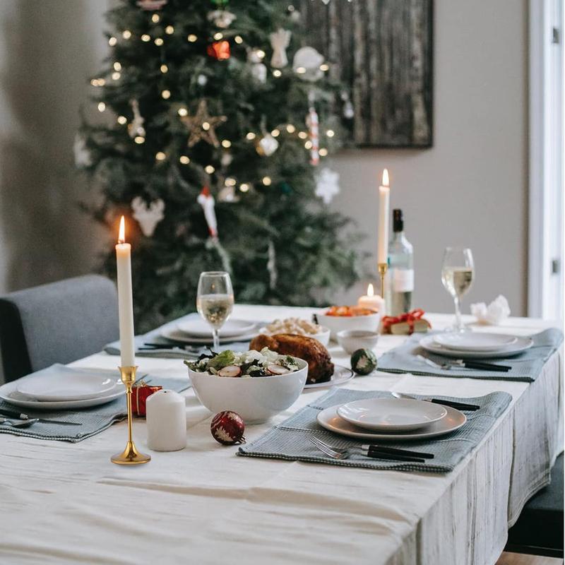 Vintage Gold Brass/Black/Silver Taper Candle Holders 6-Pack & 30-Pack Elegant Candelabra Candle Stands for Fireplace Dining Table Party Home Décor Ornamental Taper Lanterns - Decor