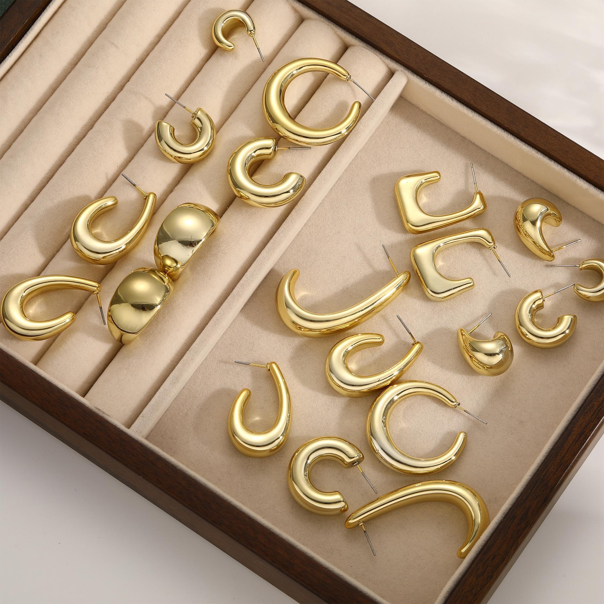 17KM 20 pcs Gold Hoop Earrings Set for Women Multipack, Hypoallergenic Chunky Chain Twisted Hoop Earrings Pack, Fashion Dangle Earrings Jewelry for Gift