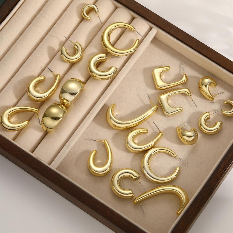 17KM 20 pcs Gold Hoop Earrings Set for Women Multipack, Hypoallergenic Chunky Chain Twisted Hoop Earrings Pack, Fashion Dangle Earrings Jewelry for Gift