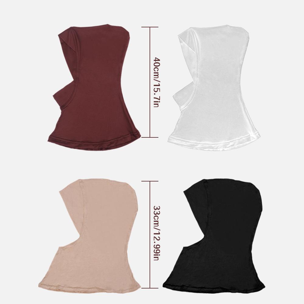 4 Pieces Modal Hijab Cap Adjustable Muslim Stretchy Turban Full Cover Shawl Cap Full Neck Coverage for Lady hat
