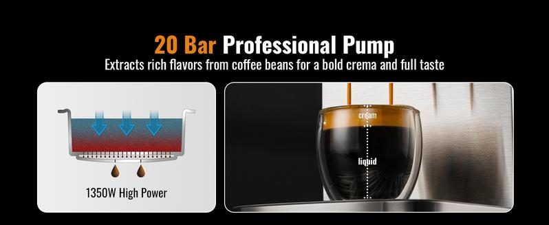 Professional Espresso Machine 20 Bar with Milk Frother Steam Wand and Touchscreen, Compact Stainless Steel Coffee Machine with Adjustable Temperature Coffee Making Machine Professional Espresso Machine 20 Bar with Milk Frother Steam Wand and Touchscreen, Compact Stainless Steel Coffee Machine with Adjustable Temperature Coffee Making Machine