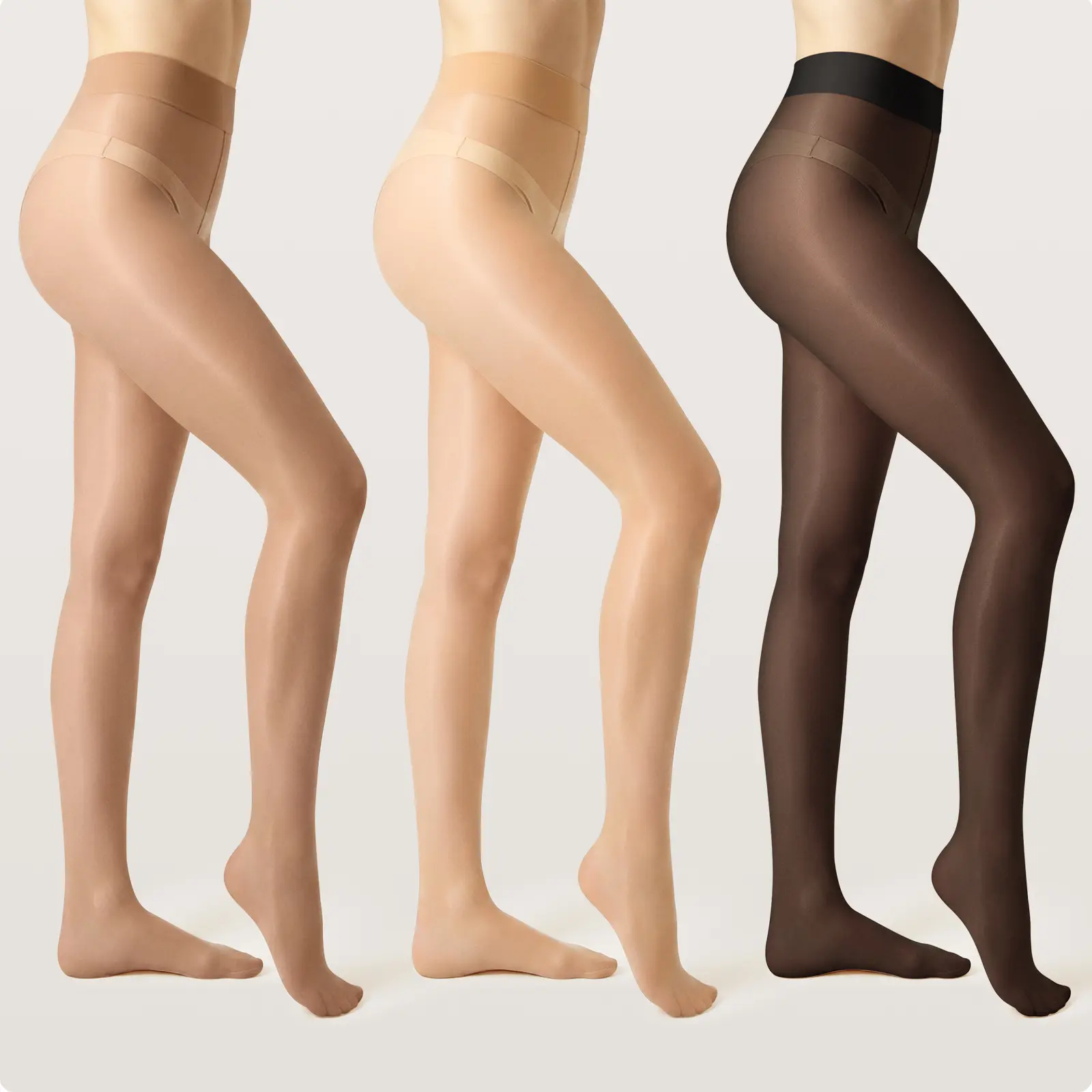 Women's 3-Pack High-Waist Pantyhose, Sheer Silky Underwear Set with an Ultra-Smooth Glossy Oil Shine, Underwear Sets Thigh Highs Sparkle