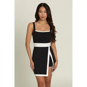 Black White Lined Active Dress