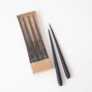 Hand-Dipped Skinny Taper Luxury Wax Candle  -  Midnight Black