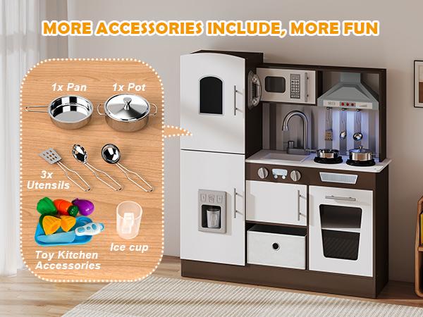 Kids Play Kitchen Set Pretend Wooden Playset Toy w Sound Light Oven Ice Maker Blackboard Toy Storage Box for Toddlers Ages 3+ Kids Play Kitchen Set Pretend Wooden Playset Toy w Sound Light Oven Ice Maker Blackboard Toy Storage Box for Toddlers Ages 3+