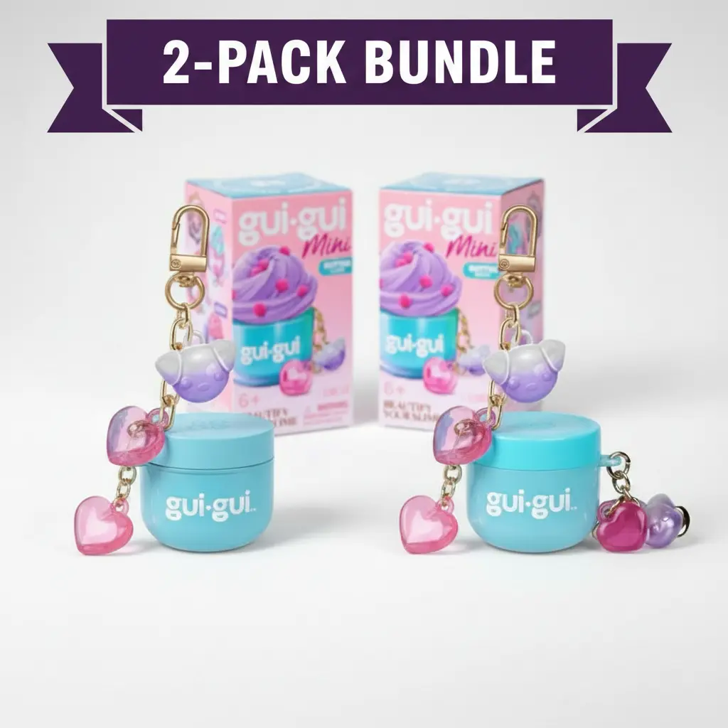 Gui Gui Mini Slime Keychain 2-Pack — Portable Slime Jar Charms, Party Favors | Ages 6+ Keyring