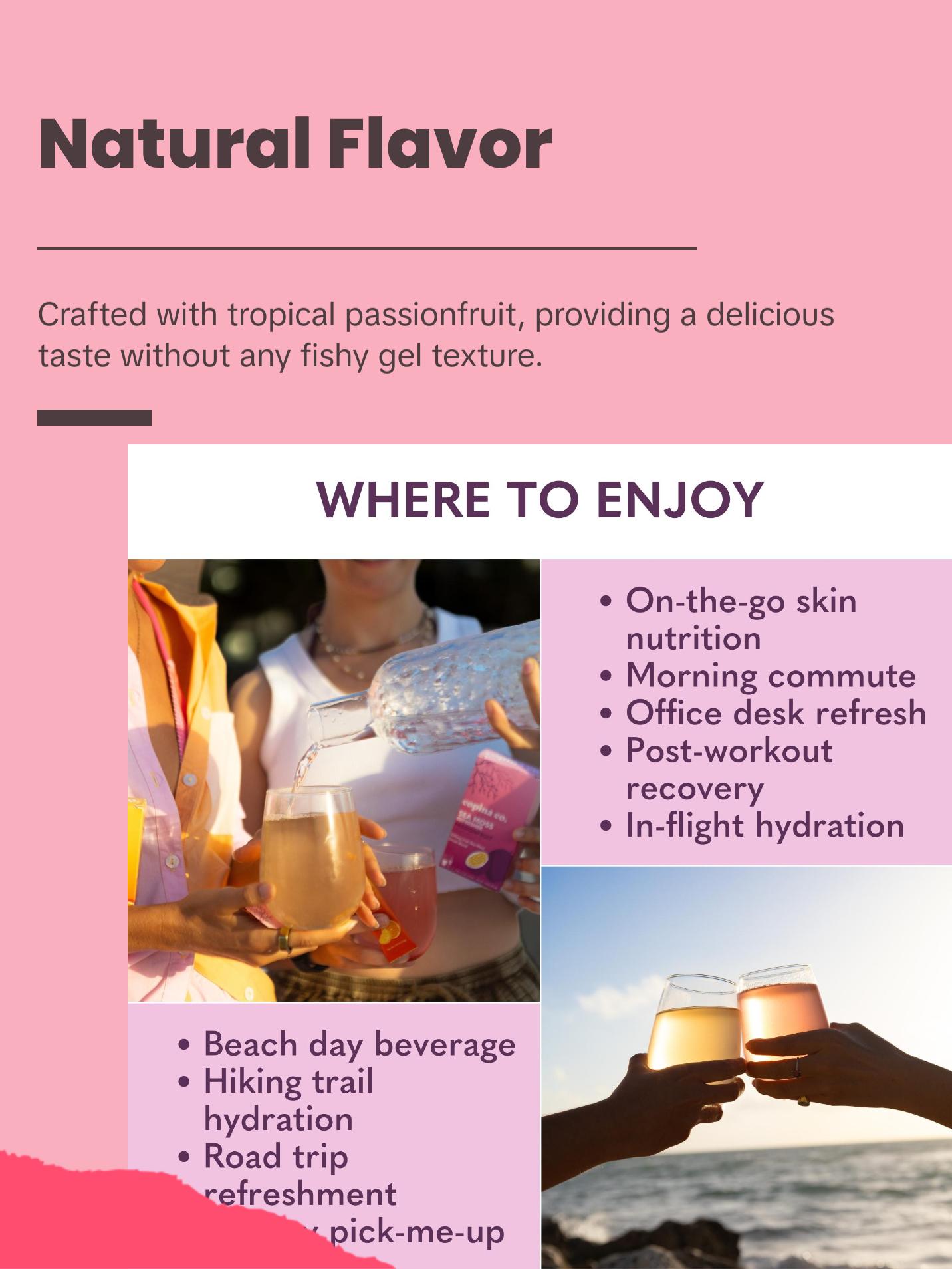 Copina Co. Passionfruit Sea Moss Drink - 8 Stick Packs 5g Each - Organic Irish Sea Moss Powder - Vegan Superfood Drink for Gut Health and Immunity - Hydration and Energy Boost with Organic Sea Moss