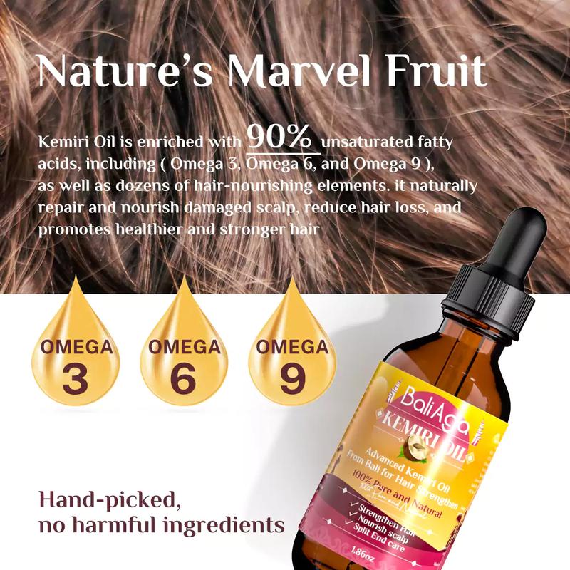 BaliAga Kemiri Oil Hair Care For Hair Strengthen Hair/Nourish Scalp/Split End Care Plant Comfort Haircare Organic Essential Oil From Bali