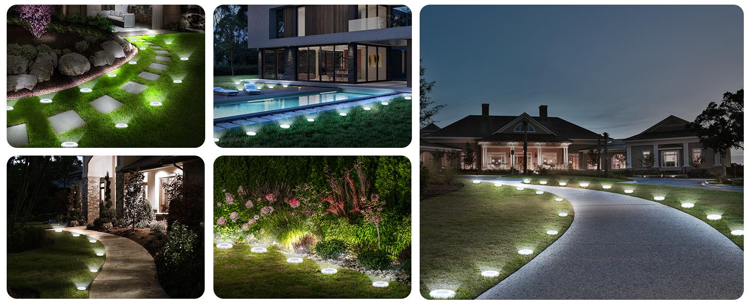 echosari Solar Lights for Outside,Solar Lights Outdoor Waterproof, Solar Garden Lights Landscape Lighting for Patio Pathway Lawn Yard Deck Driveway Walkway