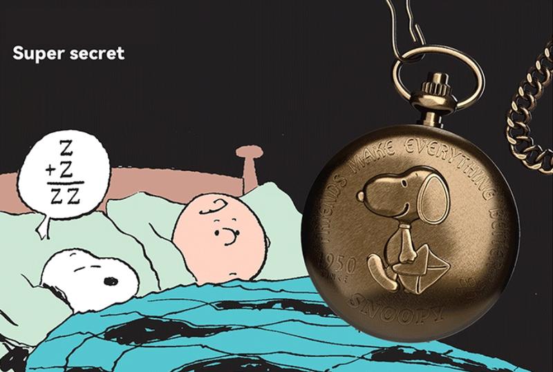MINISO Snoopy Friends Series Trendy Watch Blind Box Retro Stylish Cute Unique Unisex Design Pocket Watch Cartoon Christmas Shopping Ideal Gift New Year Christmas Holiday Gift for Kids Students Valentine Gift for Girlfriends