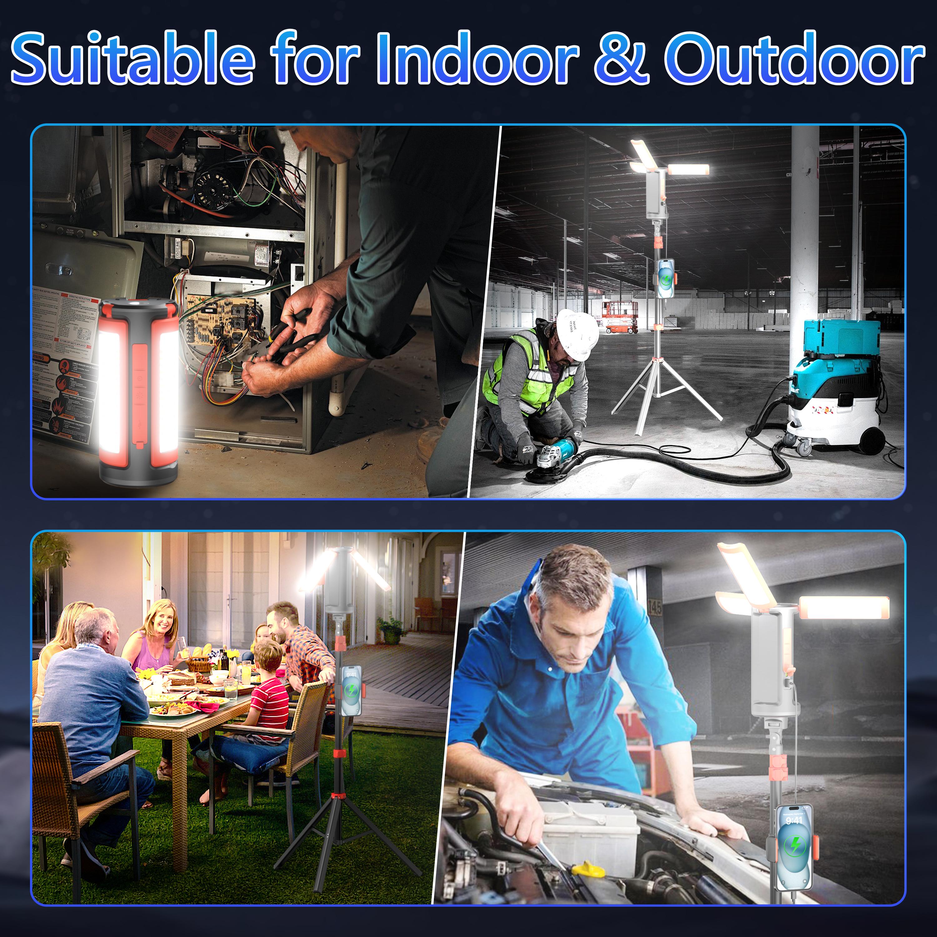 3-Head LED Camping Light with 10000mAh Power Bank - Portable Rechargeable Work Light with 67" Adjustable Stand & Detachable Tripod for Outdoor, Emergency, Camping, Fishing, Garage 3-Head LED Camping Light with 10000mAh Power Bank - Portable Rechargeable Work Light with 67" Adjustable Stand & Detachable Tripod for Outdoor, Emergency, Camping, Fishing, Garage