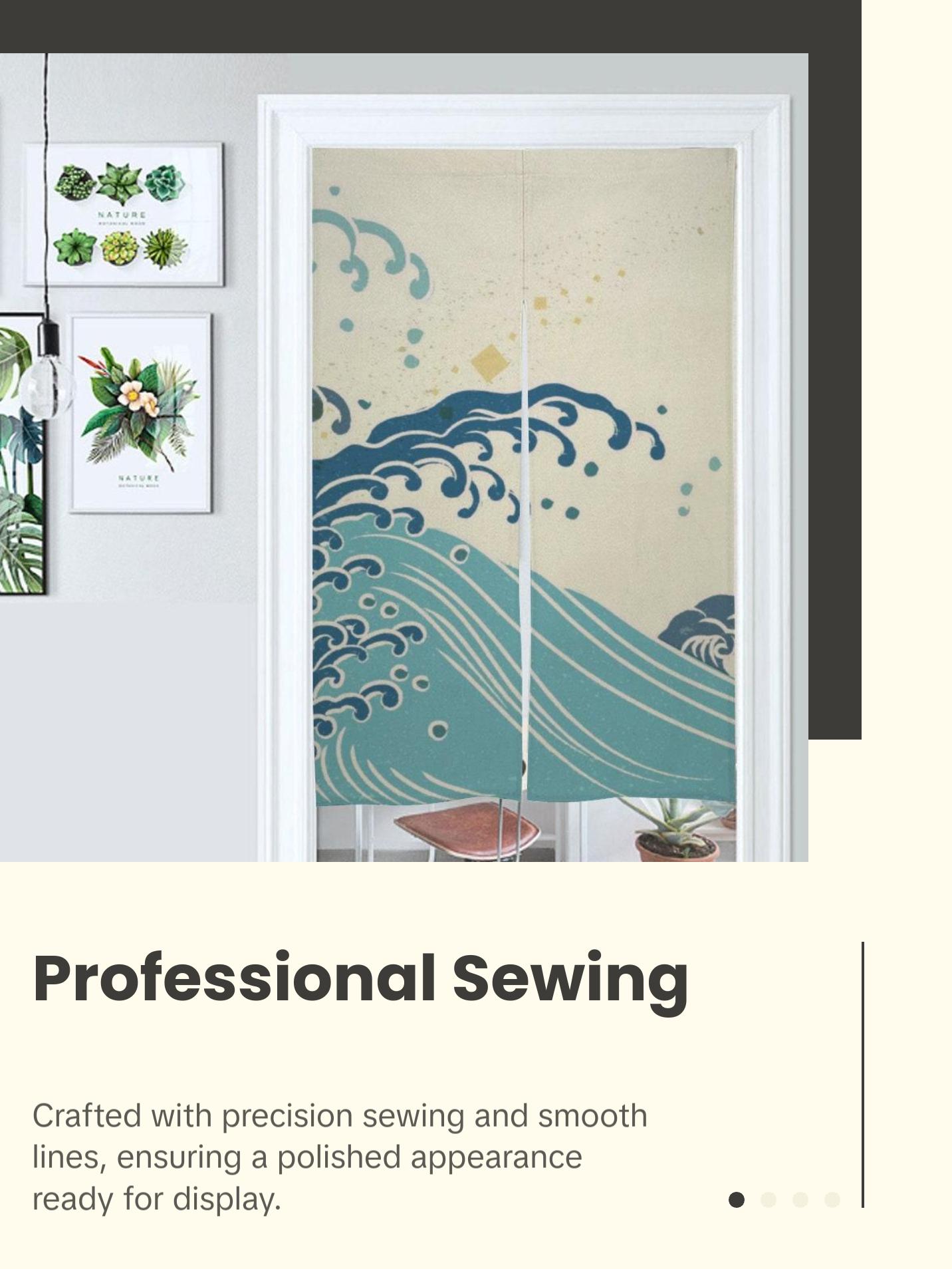 Japanese Noren, Japanese Door Curtain, Japanese Pattern Hemp Curtain, Japanese Waves curtain, Door Curtain